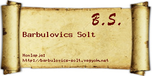 Barbulovics Solt névjegykártya